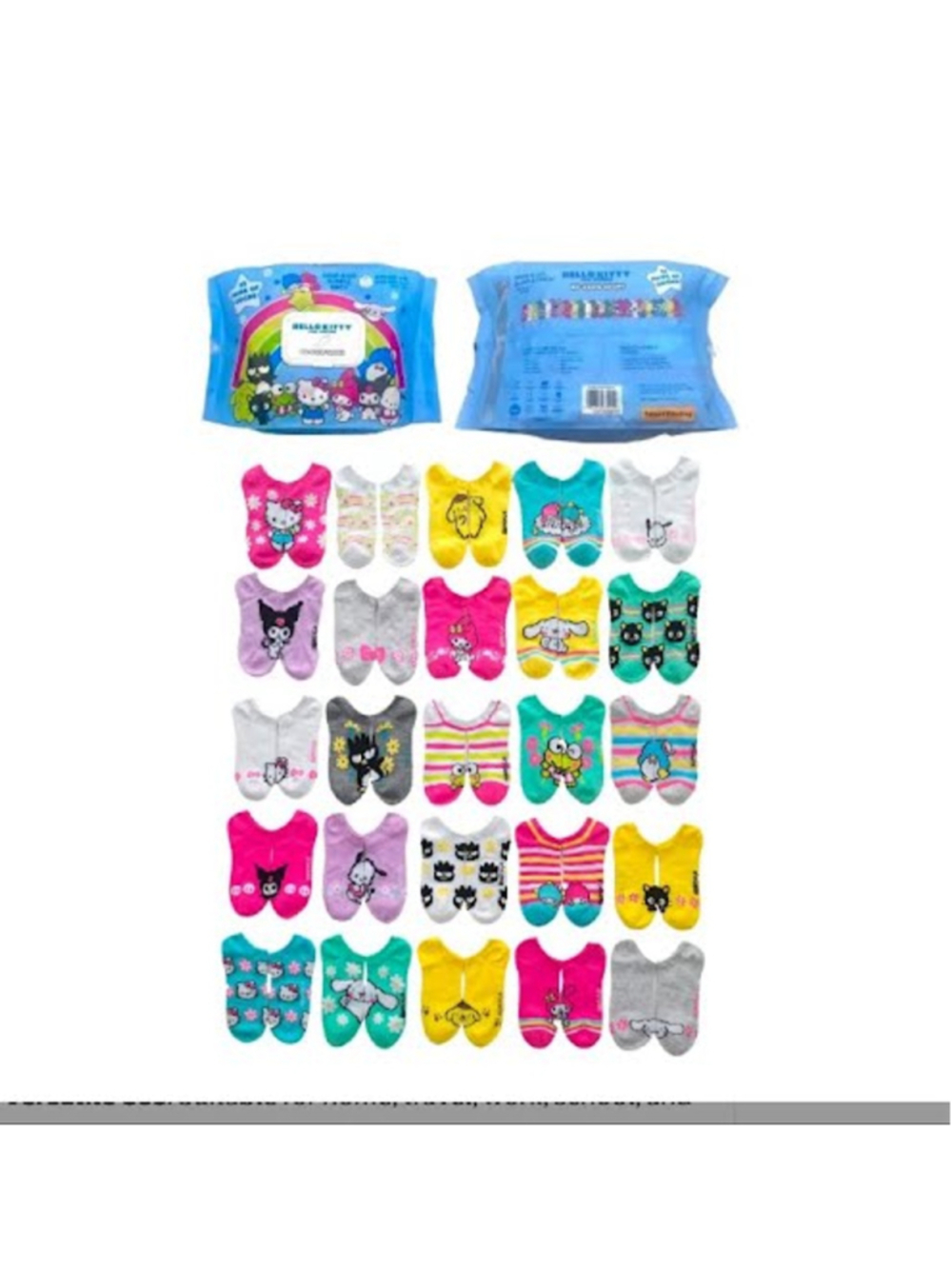 #FAM-2172 Sanrio Hello Kitty & Friends Socks - 25 Pair Women's Size 4-10